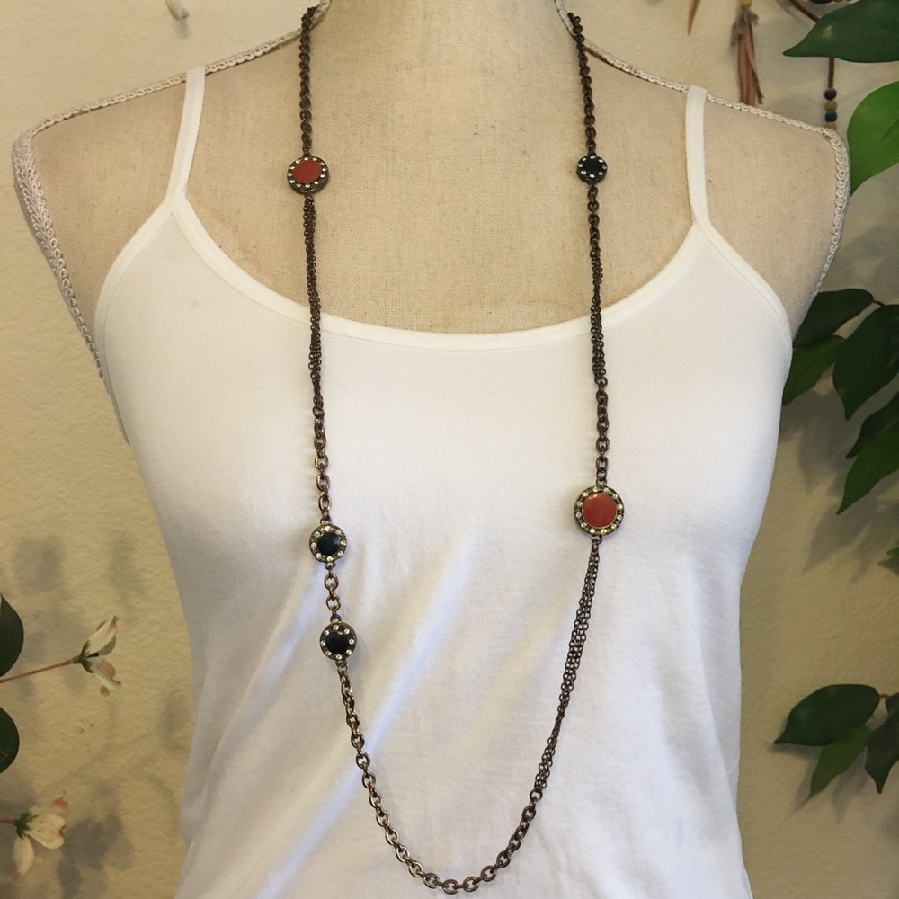 J. Crew brass chain stone halo medallion necklace